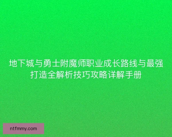 地下城与勇士附魔师职业成长路线与最强打造全解析技巧攻略详解手册