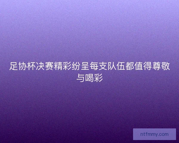 足协杯决赛精彩纷呈每支队伍都值得尊敬与喝彩